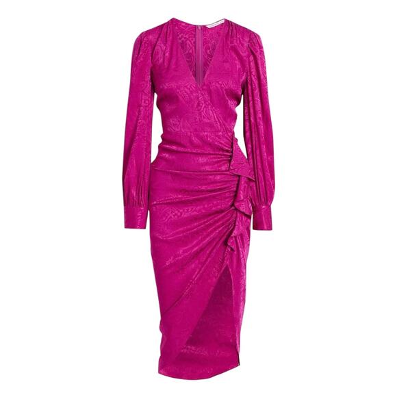 Veronica Beard Weiss Magenta Pink Wrap Silk Blend Jacquard Midi Dress Size 6 NWT - Picture 12 of 12